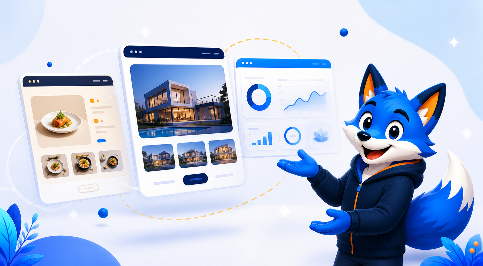 Mascote NOVA a apresentar interfaces digitais de projetos
